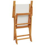 3 Piece Bistro Set Cream White Fabric and Solid Wood - Low Angle