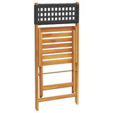 3 Piece Bistro Set Black Poly Rattan and Solid Wood - Low Angle