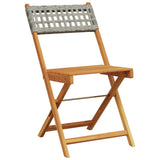 3 Piece Bistro Set Grey Poly Rattan and Solid Wood - 45-Degree Angle