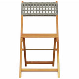 3 Piece Bistro Set Grey Poly Rattan and Solid Wood
