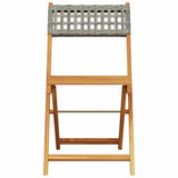 3 Piece Bistro Set Grey Poly Rattan and Solid Wood - Rear View