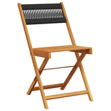 3 Piece Bistro Set Black Polypropylene and Solid Wood - 45-Degree Angle