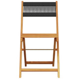 3 Piece Bistro Set Black Polypropylene and Solid Wood
