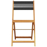 3 Piece Bistro Set Black Polypropylene and Solid Wood - Rear View
