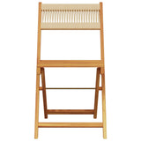 3 Piece Bistro Set Beige Polypropylene and Solid Wood - Rear View