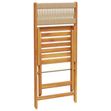 3 Piece Bistro Set Beige Polypropylene and Solid Wood - Close-Up Angle