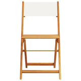 3 Piece Bistro Set Cream White Fabric and Solid Wood - Top-Down View