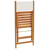 3 Piece Bistro Set Cream White Fabric and Solid Wood - Close-Up Angle