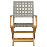 3 Piece Bistro Set Grey Poly Rattan and Solid Wood - Side View