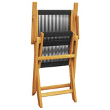 3 Piece Bistro Set Black Polypropylene and Solid Wood - Low Angle