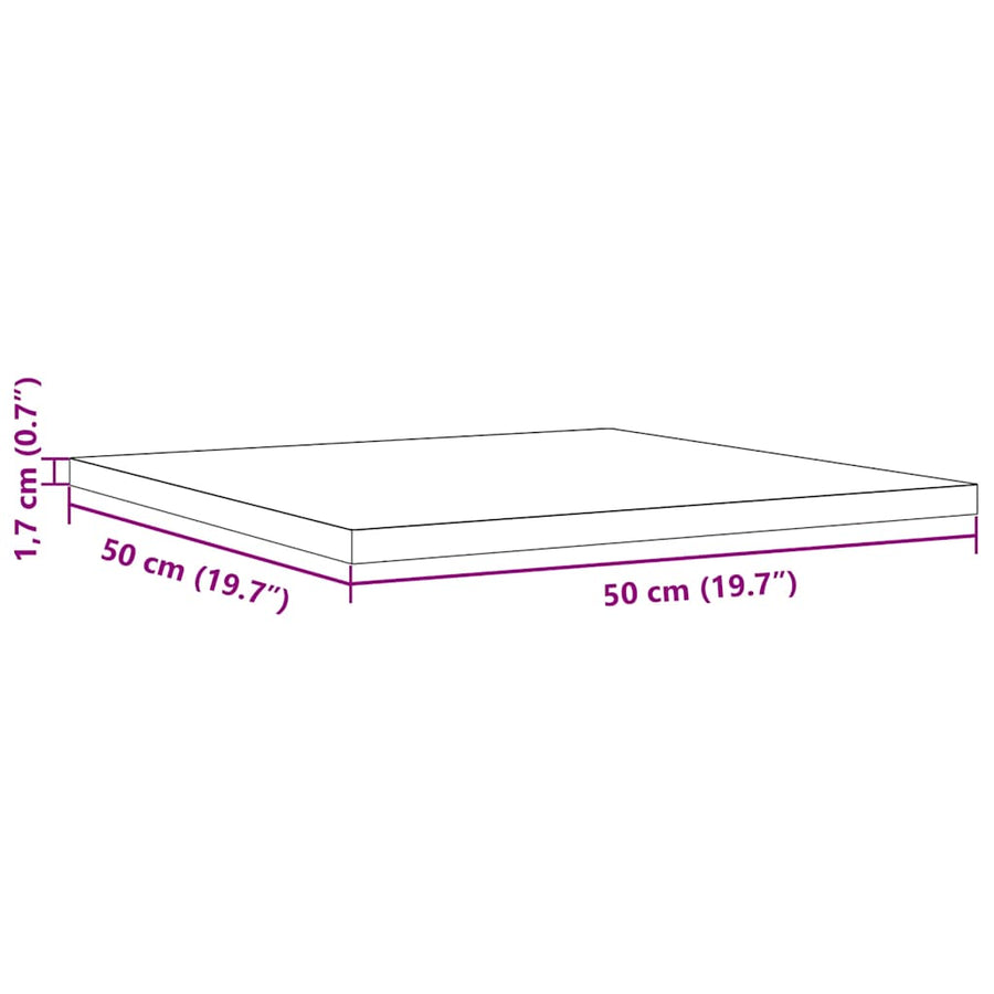 Table Top 50x50x1.7 cm Square Solid Wood Pine