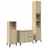 3 Piece Bathroom Furniture Set Sonoma Oak Engineered Wood - Front View