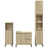 3 Piece Bathroom Furniture Set Sonoma Oak Engineered Wood - Top-Down View