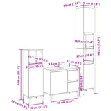 3 Piece Bathroom Furniture Set Sonoma Oak Engineered Wood
