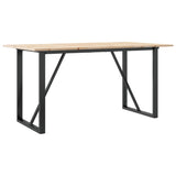 Dining Table O-Frame 140x80x75 cm Solid Wood Pine and Steel - Front View