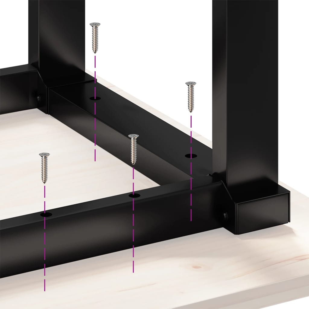 Dining Table O-Frame 140x80x75 cm Solid Wood Pine and Steel