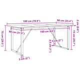 Dining Table O-Frame 180x90x75 cm Solid Wood Pine and Steel
