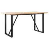 Dining Table O-Frame 140x80x75.5 cm Solid Wood Pine and Steel - Front View