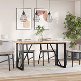 Dining Table O-Frame 140x80x75.5 cm Solid Wood Pine and Steel - Side View