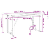 Dining Table O-Frame 140x80x75.5 cm Solid Wood Pine and Steel - Extra Image