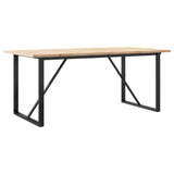 Dining Table O-Frame 180x90x75.5 cm Solid Wood Pine and Steel - Front View