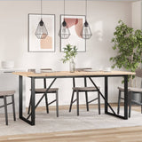 Dining Table O-Frame 180x90x75.5 cm Solid Wood Pine and Steel - Side View