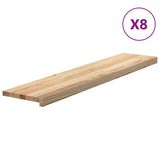 Stair Treads 8 pcs Untreated 120x25x2 cm Solid Wood Oak - Front View