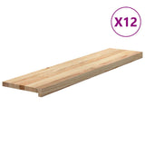 Stair Treads 12 pcs Untreated 110x25x2 cm Solid Wood Oak - Front View