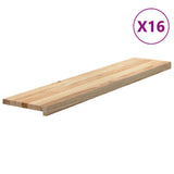Stair Treads 16 pcs Untreated 120x30x2 cm Solid Wood Oak - Front View