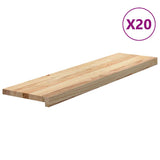 Stair Treads 20 pcs Untreated 100x25x2 cm Solid Wood Oak - Front View
