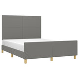 Bed Frame without Mattress Dark Grey 137x187 cm Double Fabric - Side View