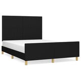 Bed Frame without Mattress Black 137x187 cm Double Fabric - Front View