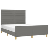 Bed Frame without Mattress Dark Grey 137x187 cm Double Fabric - Side View