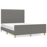 Bed Frame without Mattress Dark Grey 137x187 cm Double Fabric - Front View