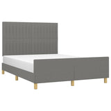 Bed Frame without Mattress Dark Grey 137x187 cm Double Fabric - Side View