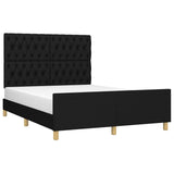 Bed Frame without Mattress Black 137x187 cm Double Fabric - Side View