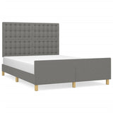 Bed Frame without Mattress Dark Grey 137x187 cm Double Fabric - Front View