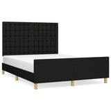 Bed Frame without Mattress Black 137x187 cm Double Fabric - Front View