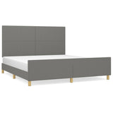 Bed Frame without Mattress Dark Grey 152x203 cm Queen Fabric - Front View