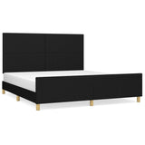 Bed Frame without Mattress Black 152x203 cm Queen Fabric - Front View