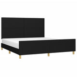 Bed Frame without Mattress Black 152x203 cm Queen Fabric - Side View