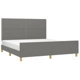 Bed Frame without Mattress Dark Grey 152x203 cm Queen Fabric - Side View
