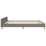 Bed Frame without Mattress Dark Grey 152x203 cm Queen Fabric - Close-Up Angle