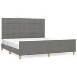 Bed Frame without Mattress Dark Grey 152x203 cm Queen Fabric - Front View