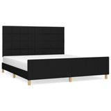 Bed Frame without Mattress Black 152x203 cm Queen Fabric - Front View
