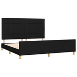 Bed Frame without Mattress Black 152x203 cm Queen Fabric - Top-Down View