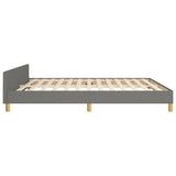 Bed Frame without Mattress Dark Grey 152x203 cm Queen Fabric - Close-Up Angle