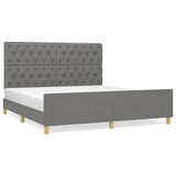 Bed Frame without Mattress Dark Grey 152x203 cm Queen Fabric - Front View