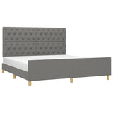 Bed Frame without Mattress Dark Grey 152x203 cm Queen Fabric - Side View
