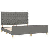 Bed Frame without Mattress Dark Grey 152x203 cm Queen Fabric - Top-Down View